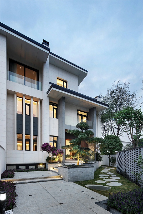 项目名称:柳州冠亚 新中式别墅  新中式别墅设计理念:500平双拼别墅